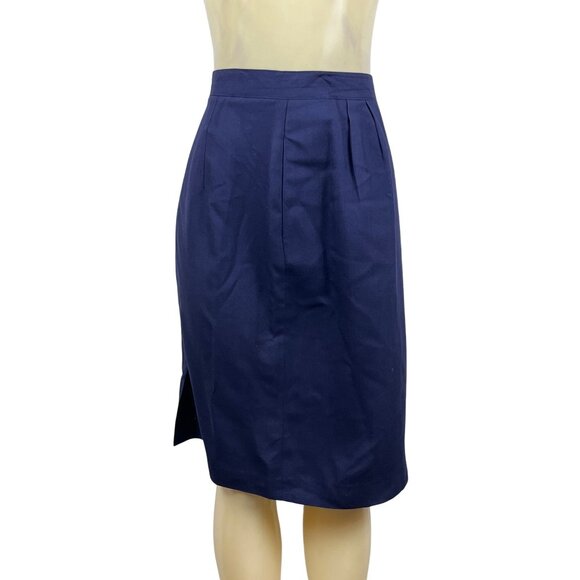 Victor Costa Navy Skirt Size 10 Rayon and Polyester Lined Womens Knee-Length Sz - Picture 1 of 7